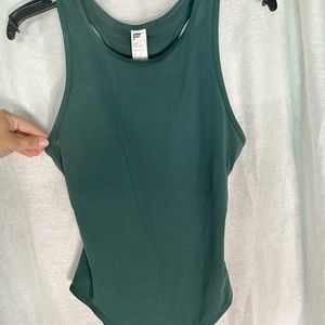 Fabletics forest green body suit- cut out back